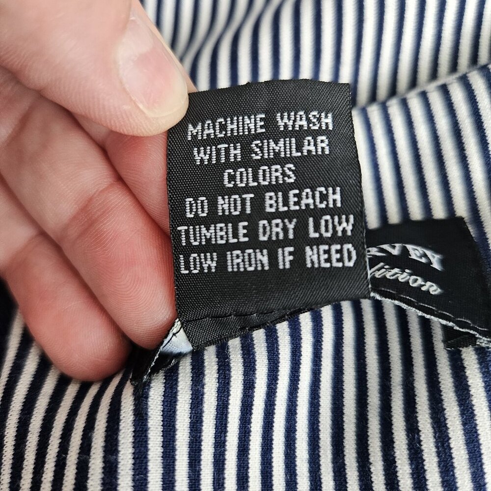 Women's Navy Stripe Overlap Stretch Skirt Sz Large Nautical Career Office Siren - Picture 9 of 13